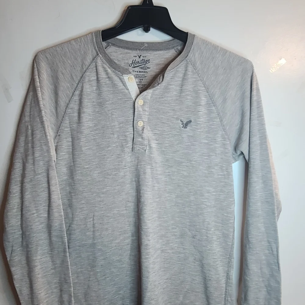 Heritage Gray Long Sleeve Henley Shirt for Men